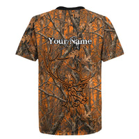 Personalized Deer Hunter Rugby Jersey Antler Outline and Autumn Camouflage Hunting