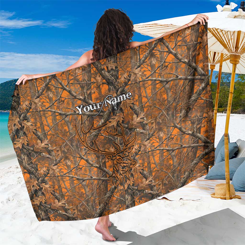 Personalized Deer Hunter Sarong Antler Outline and Autumn Camouflage Hunting