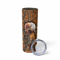 Personalized Deer Hunter Skinny Tumbler Antler Outline and Autumn Camouflage Hunting