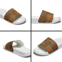 Personalized Deer Hunter Slide Sandals Antler Outline and Autumn Camouflage Hunting