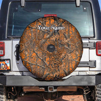 Personalized Deer Hunter Spare Tire Cover Antler Outline and Autumn Camouflage Hunting