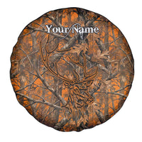 Personalized Deer Hunter Spare Tire Cover Antler Outline and Autumn Camouflage Hunting