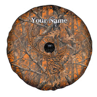 Personalized Deer Hunter Spare Tire Cover Antler Outline and Autumn Camouflage Hunting