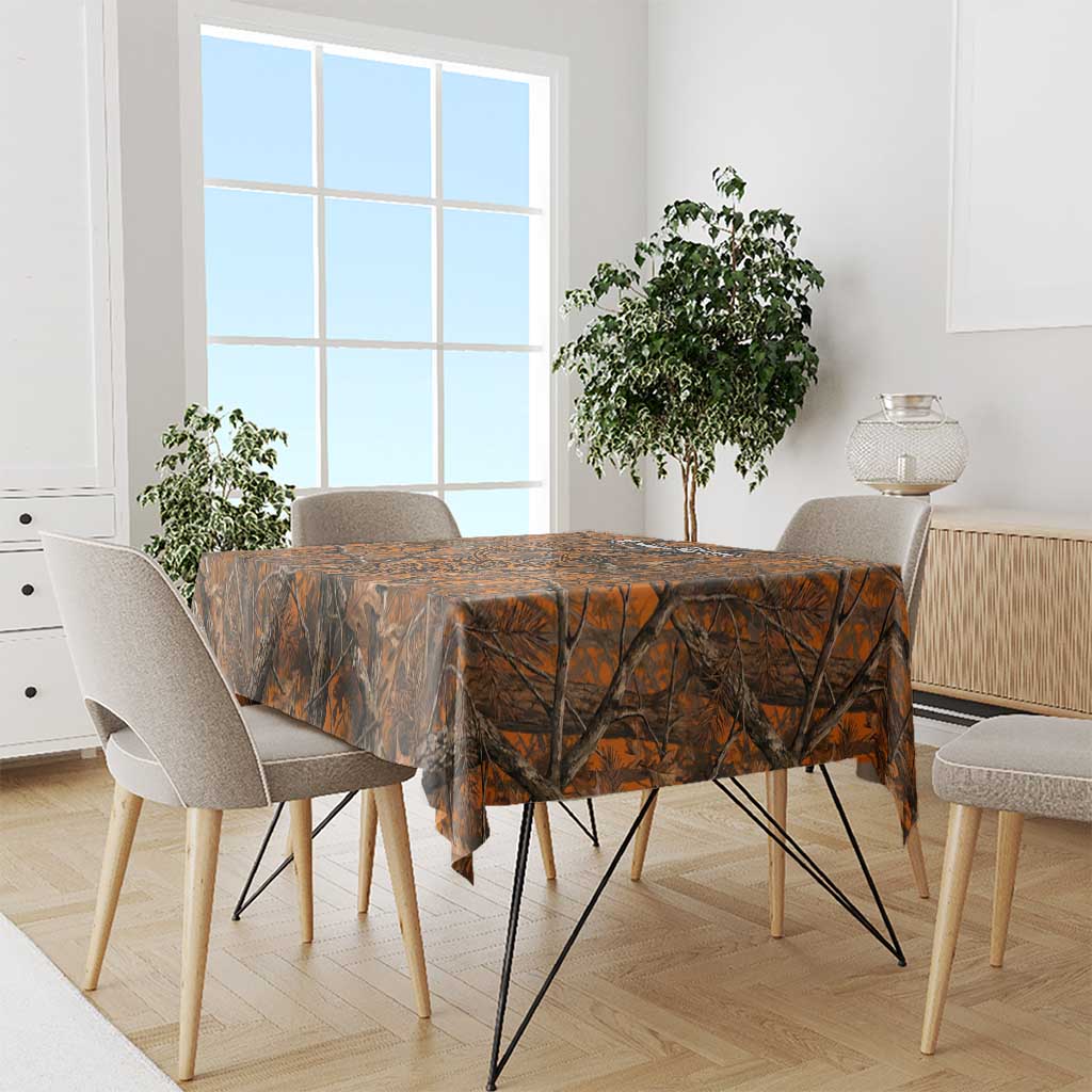 Personalized Deer Hunter Tablecloth Antler Outline and Autumn Camouflage Hunting