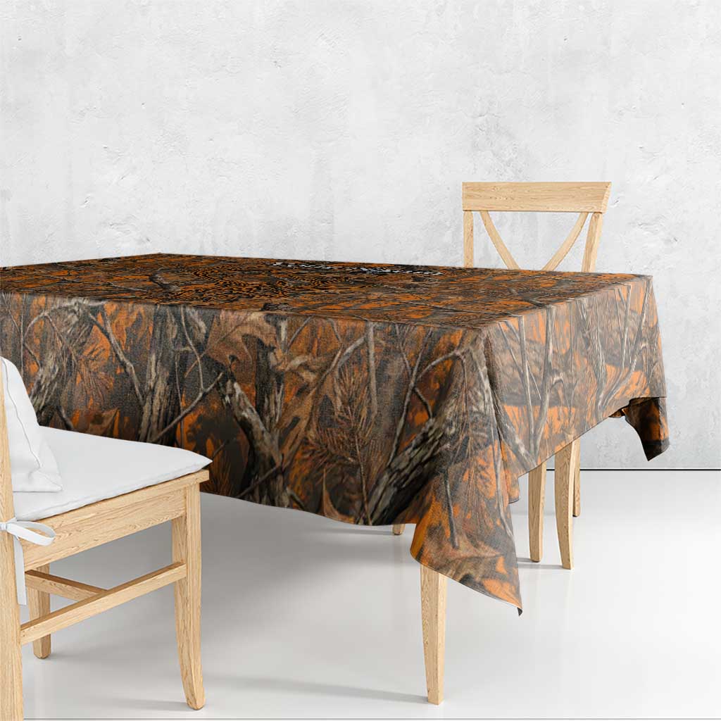 Personalized Deer Hunter Tablecloth Antler Outline and Autumn Camouflage Hunting