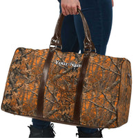 Personalized Deer Hunter Travel Bag Antler Outline and Autumn Camouflage Hunting