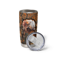 Personalized Deer Hunter Tumbler Cup Antler Outline and Autumn Camouflage Hunting