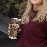 Personalized Deer Hunter Tumbler Cup Antler Outline and Autumn Camouflage Hunting