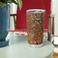 Personalized Deer Hunter Tumbler Cup Antler Outline and Autumn Camouflage Hunting