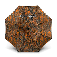 Personalized Deer Hunter Umbrella Antler Outline and Autumn Camouflage Hunting