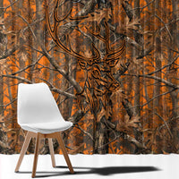 Personalized Deer Hunter Window Curtain Antler Outline and Autumn Camouflage Hunting