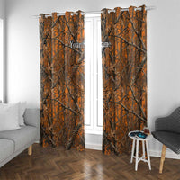 Personalized Deer Hunter Window Curtain Antler Outline and Autumn Camouflage Hunting