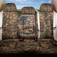 Personalized Buck Deer Hunting Back Car Seat Cover American Flag Sunset Forest in Camouflage