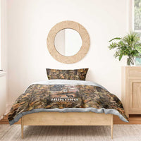 Personalized Buck Deer Hunting Bedding Set American Flag Sunset Forest in Camouflage