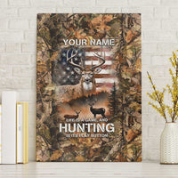 Personalized Buck Deer Hunting Canvas Wall Art American Flag Sunset Forest in Camouflage