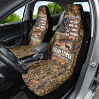 Personalized Buck Deer Hunting Car Seat Cover American Flag Sunset Forest in Camouflage