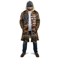 Personalized Buck Deer Hunting Cloak American Flag Sunset Forest in Camouflage