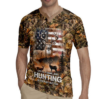 Personalized Buck Deer Hunting Rugby Jersey American Flag Sunset Forest in Camouflage