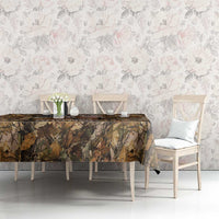 Personalized Buck Deer Hunting Tablecloth American Flag Sunset Forest in Camouflage