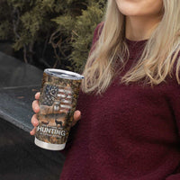 Personalized Buck Deer Hunting Tumbler Cup American Flag Sunset Forest in Camouflage TS04