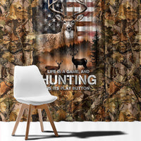 Personalized Buck Deer Hunting Window Curtain American Flag Sunset Forest in Camouflage