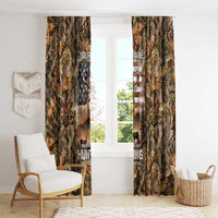 Personalized Buck Deer Hunting Window Curtain American Flag Sunset Forest in Camouflage