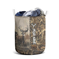 Personalized Born to Hunt Laundry Basket Deer Hunting Lacing Detail and Camo Traditional
