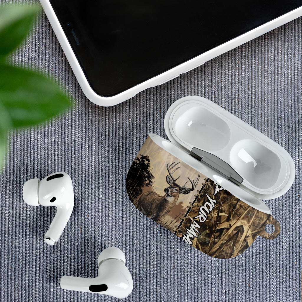 Personalized Born to Hunt AirPods Case Deer Hunting Lacing Detail and Camo Traditional