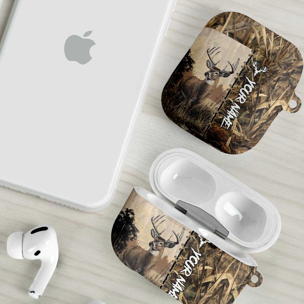 Personalized Born to Hunt AirPods Case Deer Hunting Lacing Detail and Camo Traditional