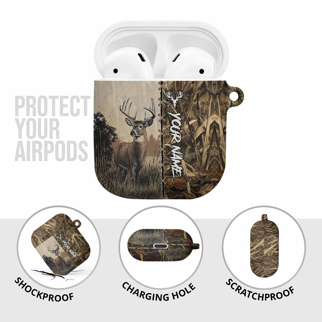 Personalized Born to Hunt AirPods Case Deer Hunting Lacing Detail and Camo Traditional