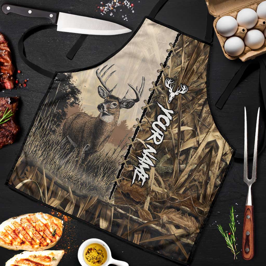 Personalized Born to Hunt Apron Deer Hunting Lacing Detail and Camo Traditional