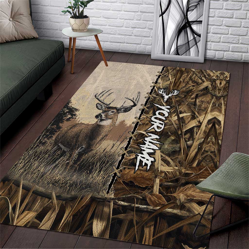 Personalized Born to Hunt Area Rug Deer Hunting Lacing Detail and Camo Traditional