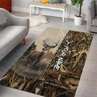 Personalized Born to Hunt Area Rug Deer Hunting Lacing Detail and Camo Traditional