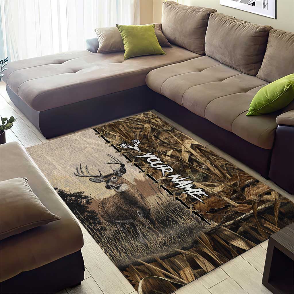 Personalized Born to Hunt Area Rug Deer Hunting Lacing Detail and Camo Traditional