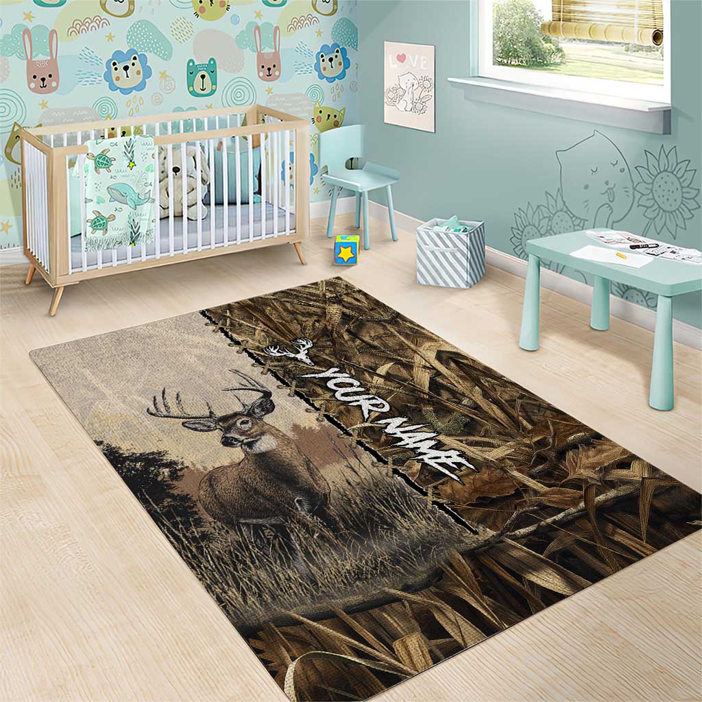 Personalized Born to Hunt Area Rug Deer Hunting Lacing Detail and Camo Traditional