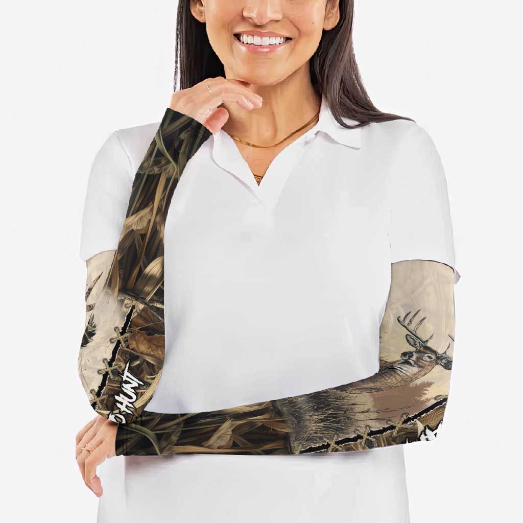Personalized Born to Hunt Arm Sleeves Deer Hunting Lacing Detail and Camo Traditional