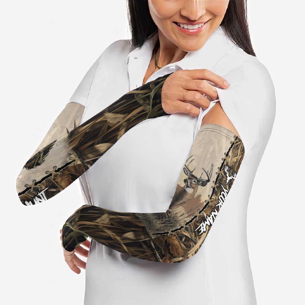 Personalized Born to Hunt Arm Sleeves Deer Hunting Lacing Detail and Camo Traditional