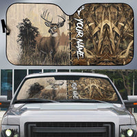Personalized Born to Hunt Auto Sun Shade Deer Hunting Lacing Detail and Camo Traditional