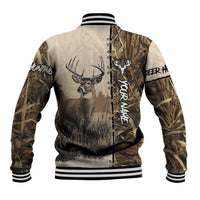 Personalized Born to Hunt Baseball Jacket Deer Hunting Lacing Detail and Camo Traditional