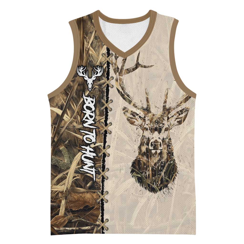 Personalized Born to Hunt Basketball Jersey Deer Hunting Lacing Detail and Camo Traditional