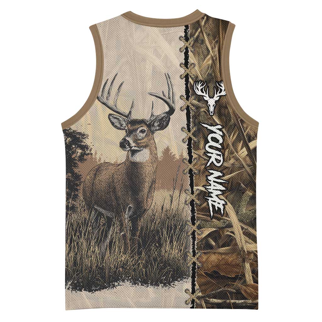 Personalized Born to Hunt Basketball Jersey Deer Hunting Lacing Detail and Camo Traditional