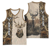Personalized Born to Hunt Basketball Jersey Deer Hunting Lacing Detail and Camo Traditional