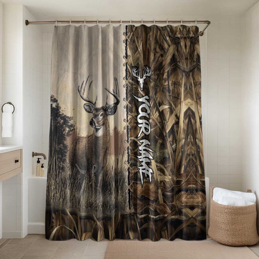 Personalized Born to Hunt Bathroom Set Deer Hunting Lacing Detail and Camo Traditional