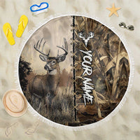 Personalized Born to Hunt Beach Blanket Deer Hunting Lacing Detail and Camo Traditional