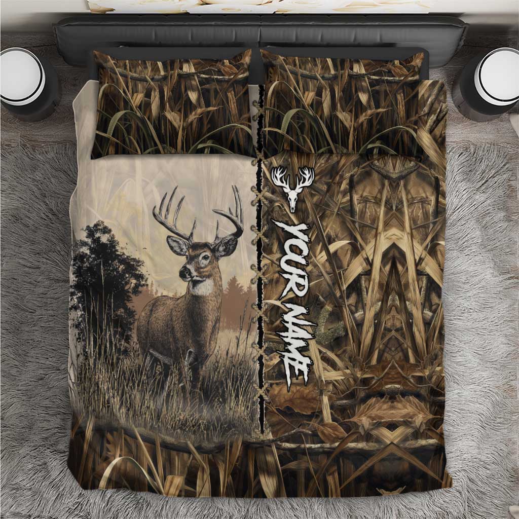 Personalized Born to Hunt Bedding Set Deer Hunting Lacing Detail and Camo Traditional