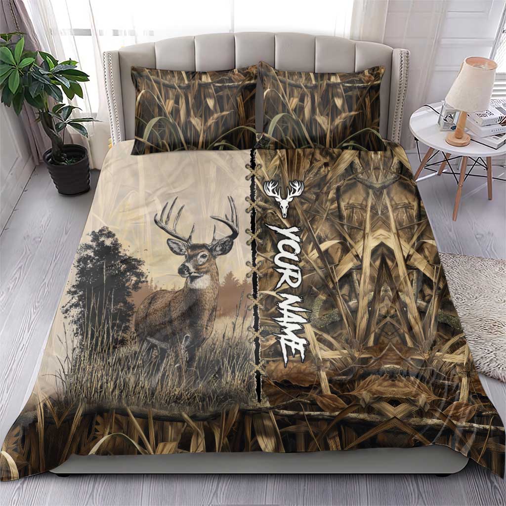 Personalized Born to Hunt Bedding Set Deer Hunting Lacing Detail and Camo Traditional