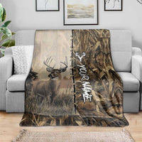 Personalized Born to Hunt Blanket Deer Hunting Lacing Detail and Camo Traditional