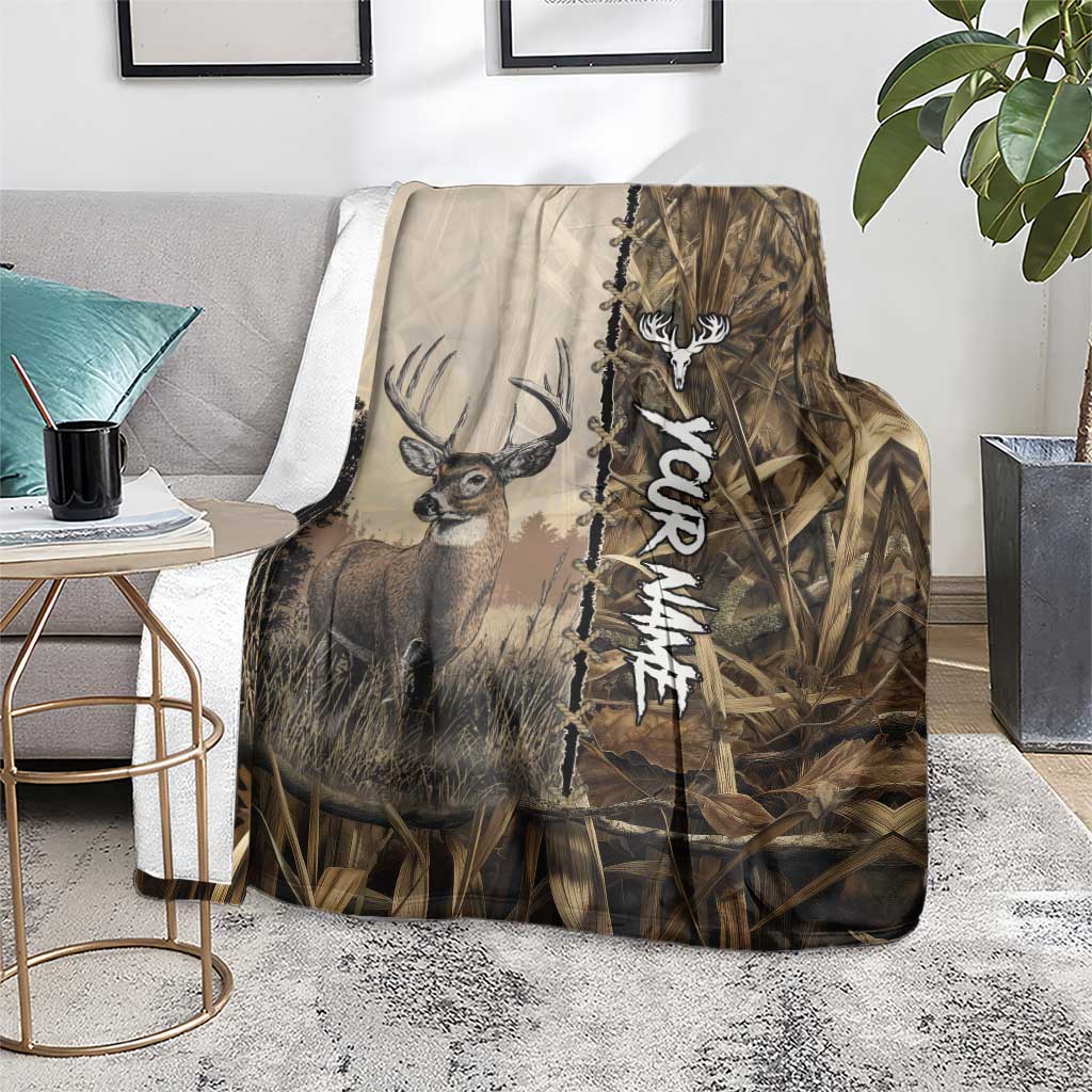 Personalized Born to Hunt Blanket Deer Hunting Lacing Detail and Camo Traditional