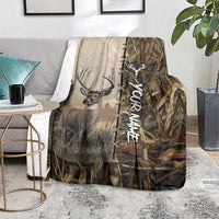 Personalized Born to Hunt Blanket Deer Hunting Lacing Detail and Camo Traditional