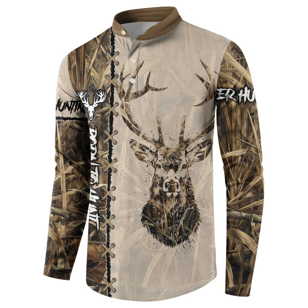 Personalized Born to Hunt Button Sweatshirt Deer Hunting Lacing Detail and Camo Traditional